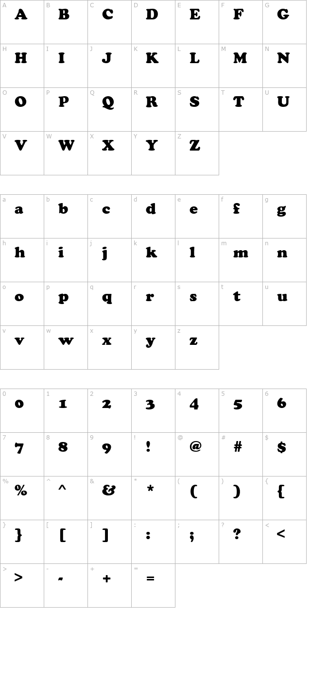 fz-roman-4 character map