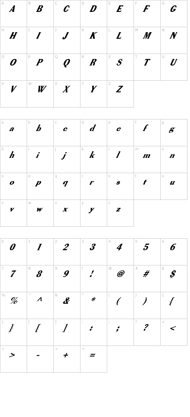 fz-roman-40-italic character map