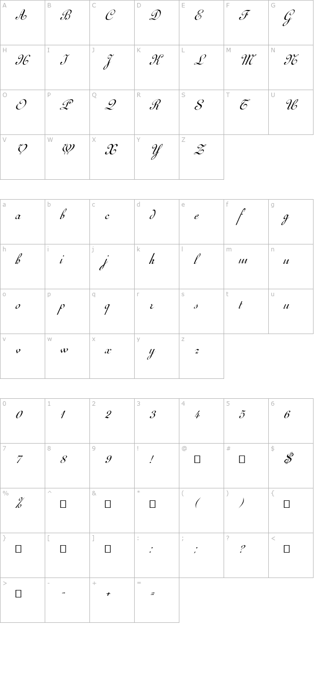 fz-script-11-italic character map