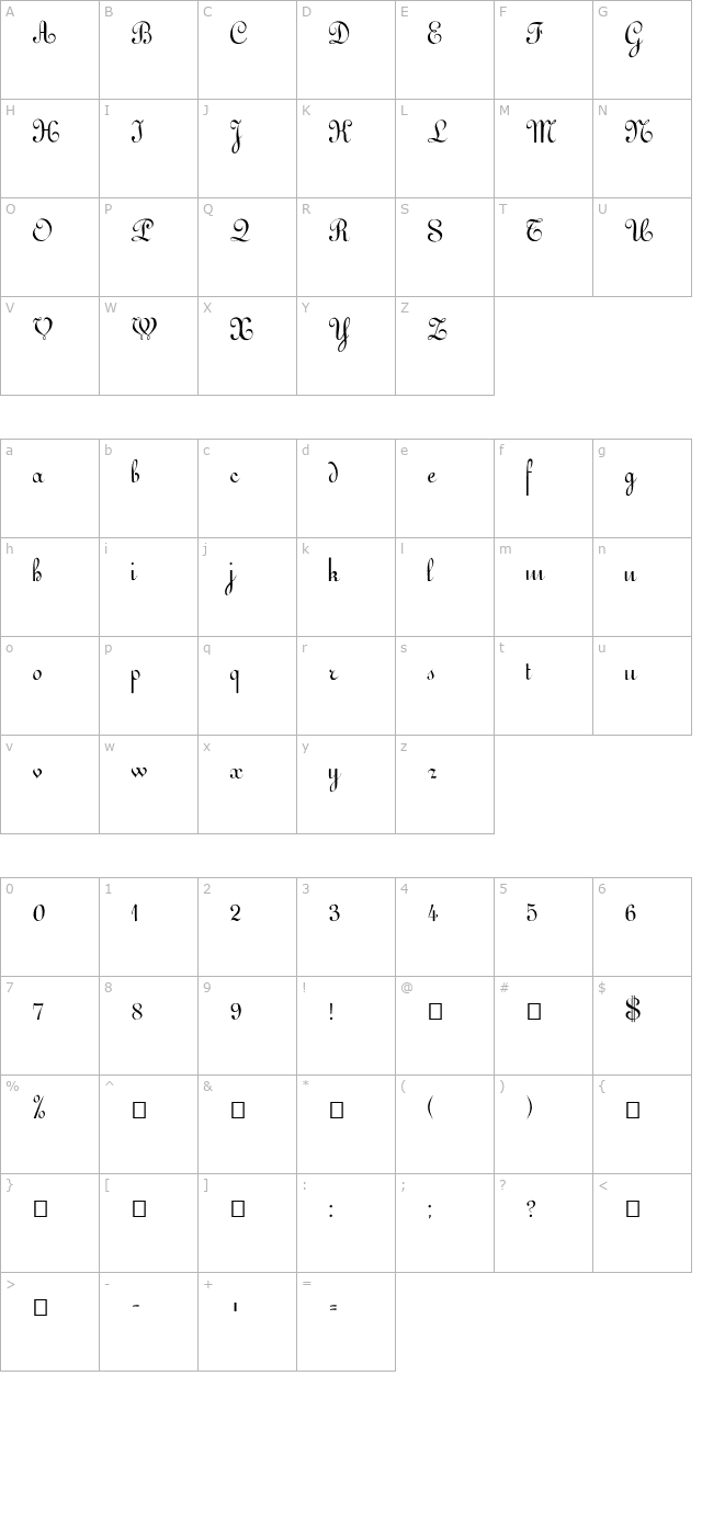 FZ SCRIPT 11 character map