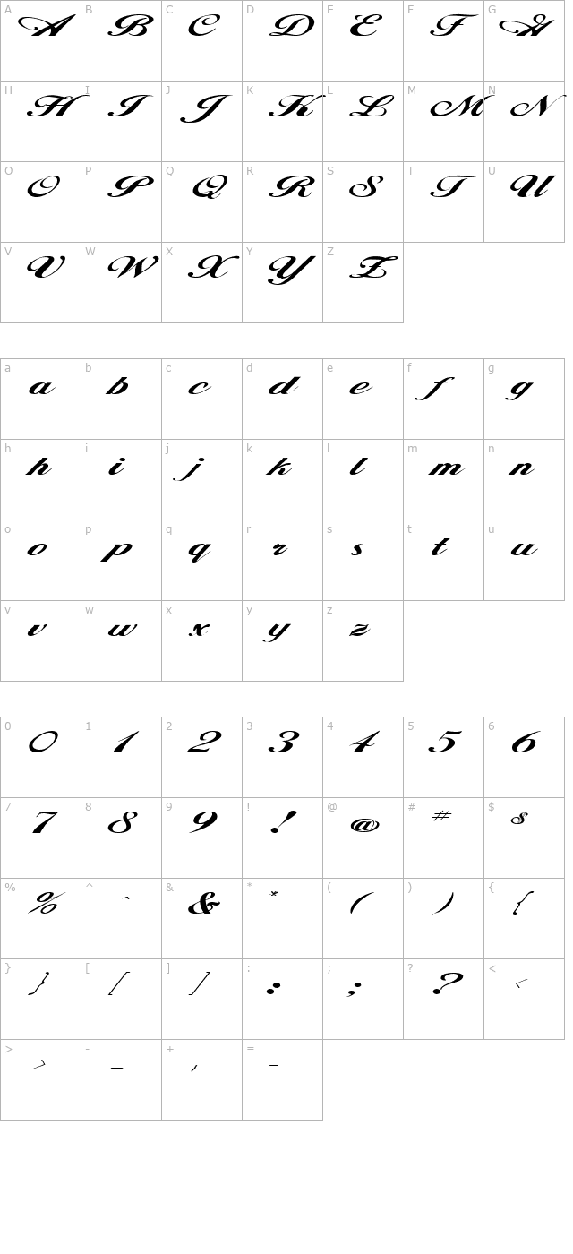 FZ SCRIPT 12 EX character map