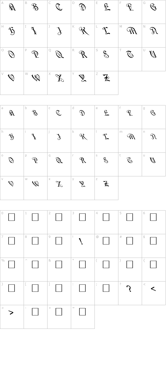 FZ SCRIPT 14 LEFTY character map