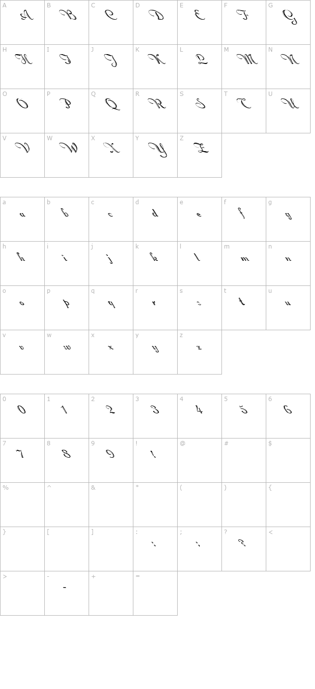 FZ SCRIPT 18 LEFTY character map