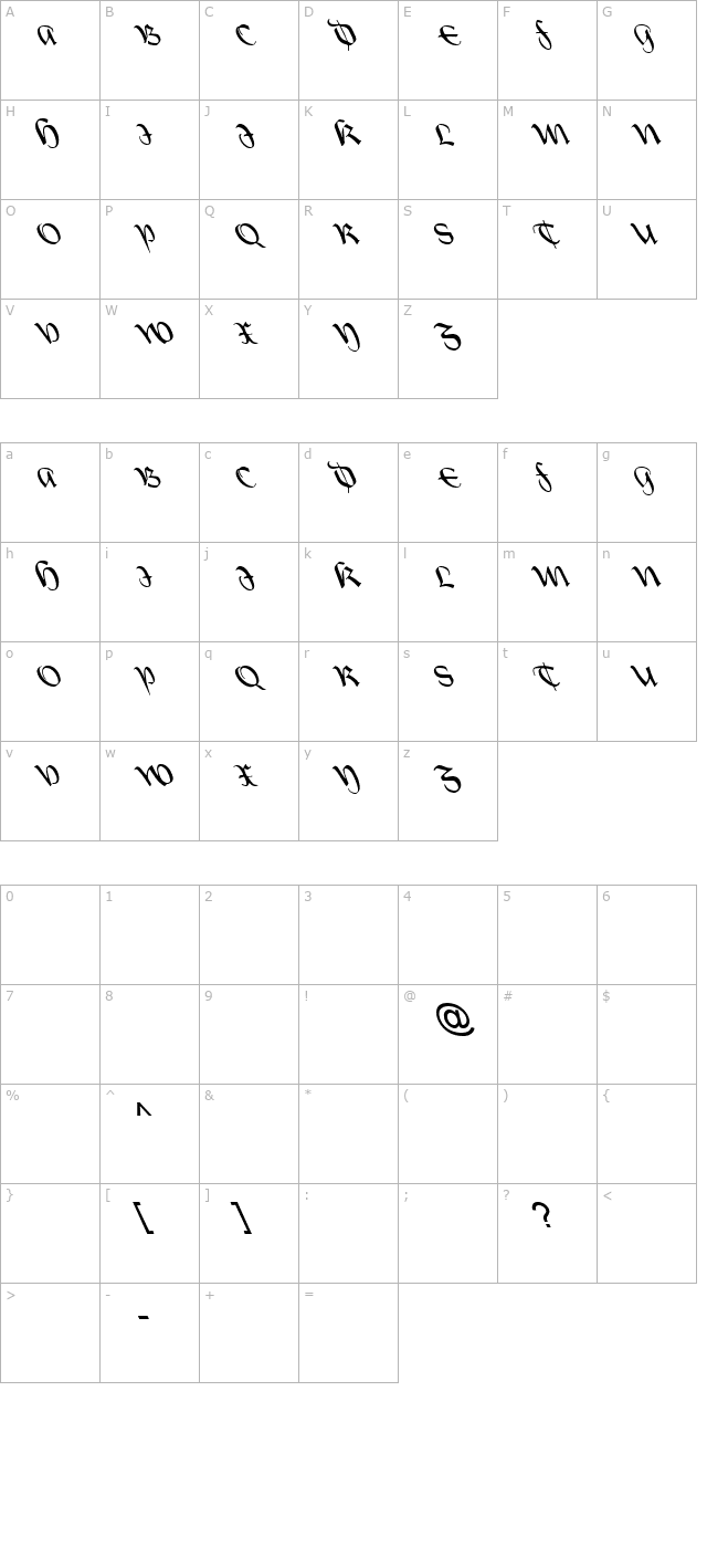 FZ SCRIPT 19 LEFTY character map