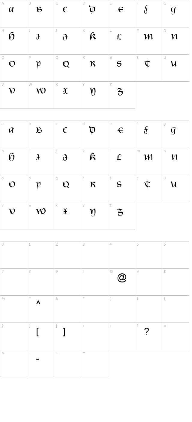 fz-script-19 character map