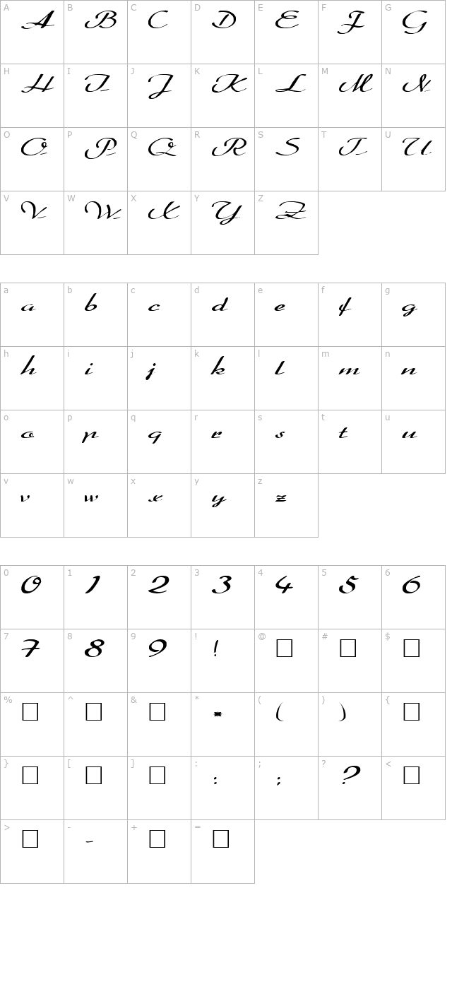 fz-script-20-ex character map