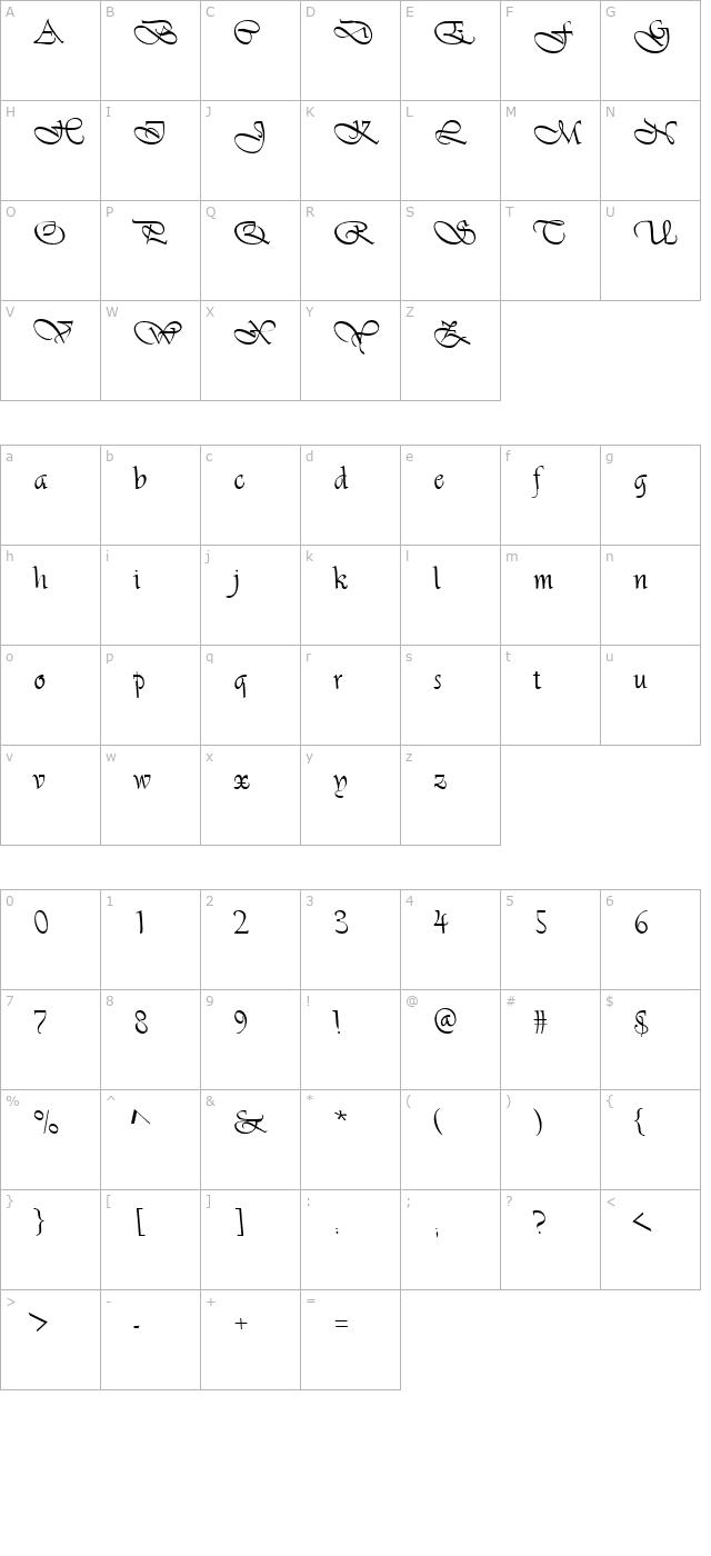 FZ SCRIPT 26 LEFTY character map