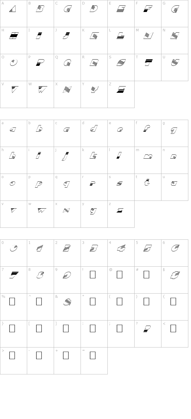 fz-unique-11-hollow-italic character map