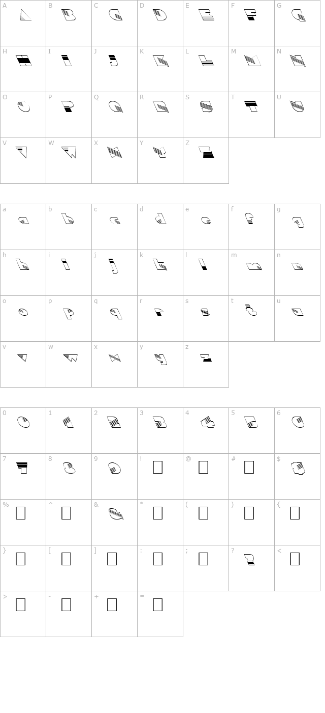 FZ UNIQUE 11 HOLLOW LEFTY character map