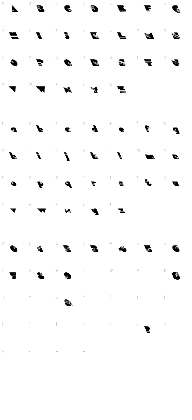 FZ UNIQUE 11 LEFTY character map