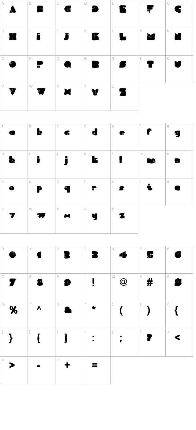 FZ UNIQUE 11 MANGLED character map