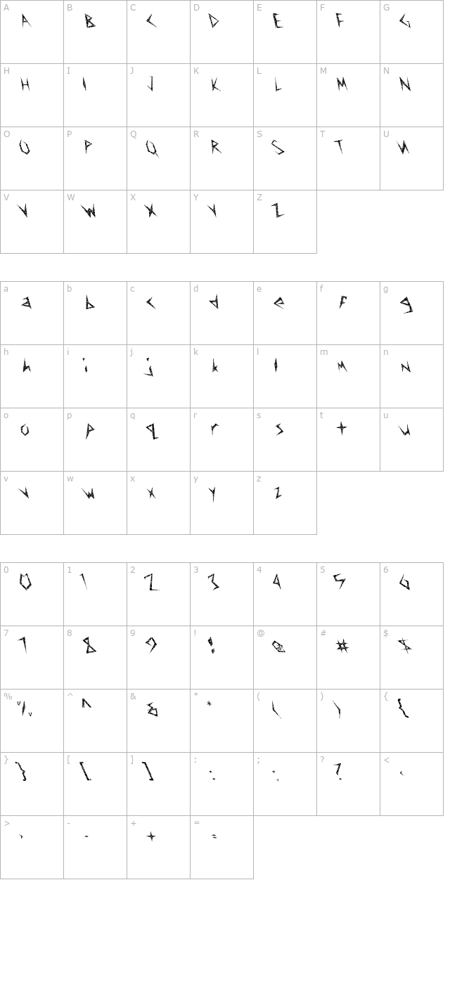 FZ UNIQUE 17 CRACKED LEFTY character map