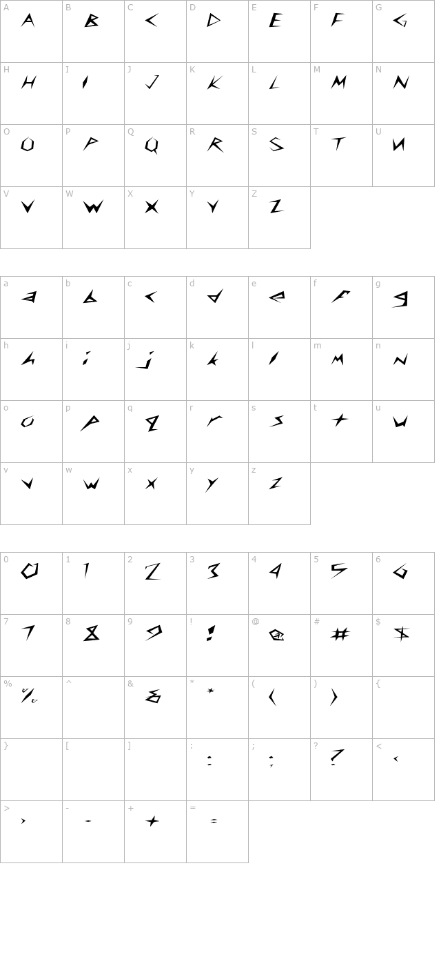 FZ UNIQUE 17 EX character map