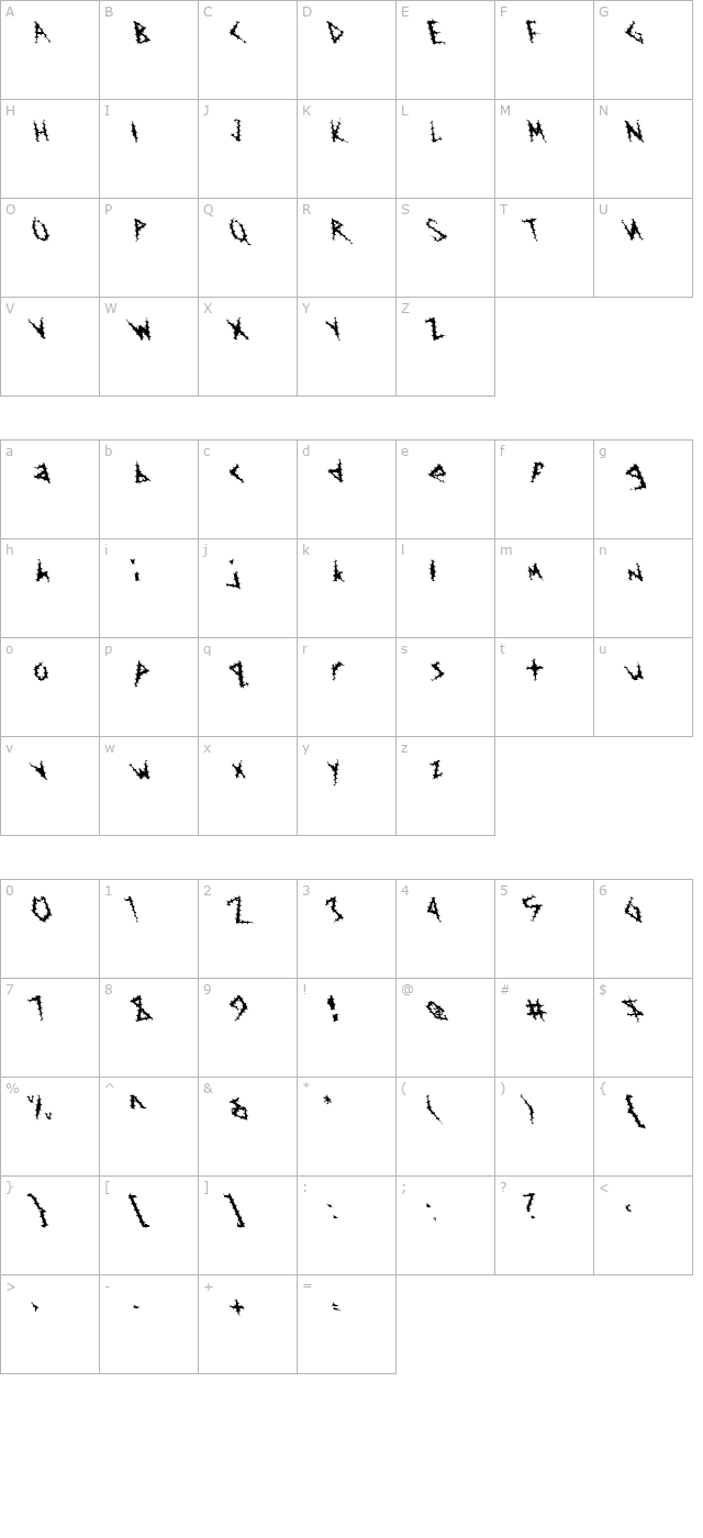 FZ UNIQUE 17 SPIKED LEFTY character map