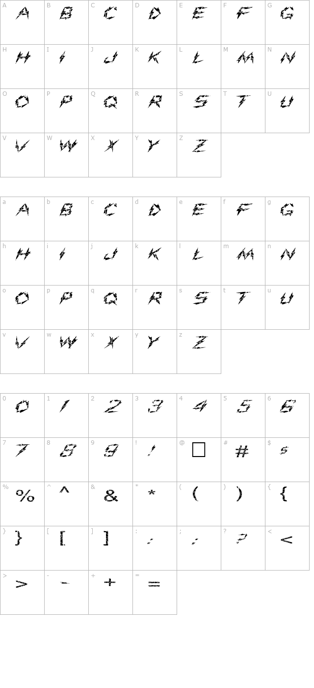 FZ UNIQUE 19 CRACKED EX character map