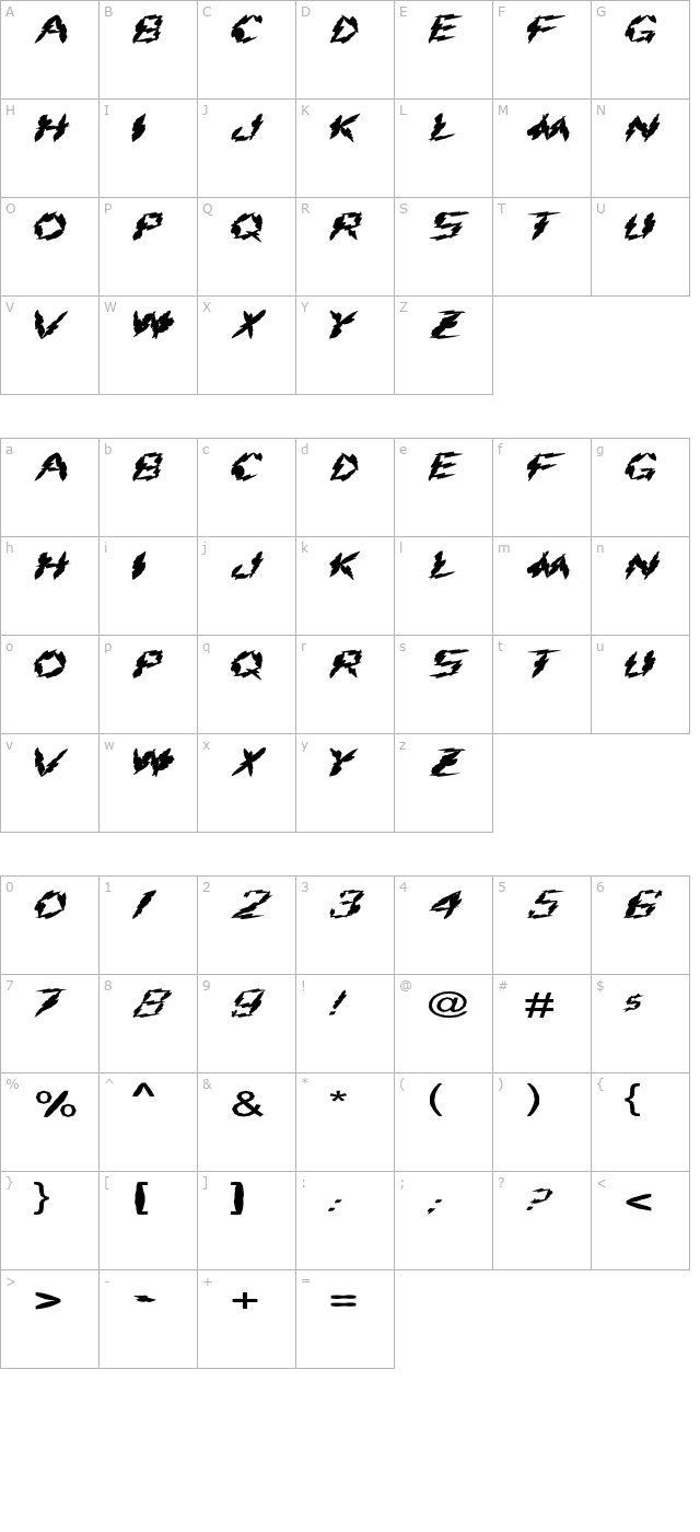 FZ UNIQUE 19 MANGLED EX character map