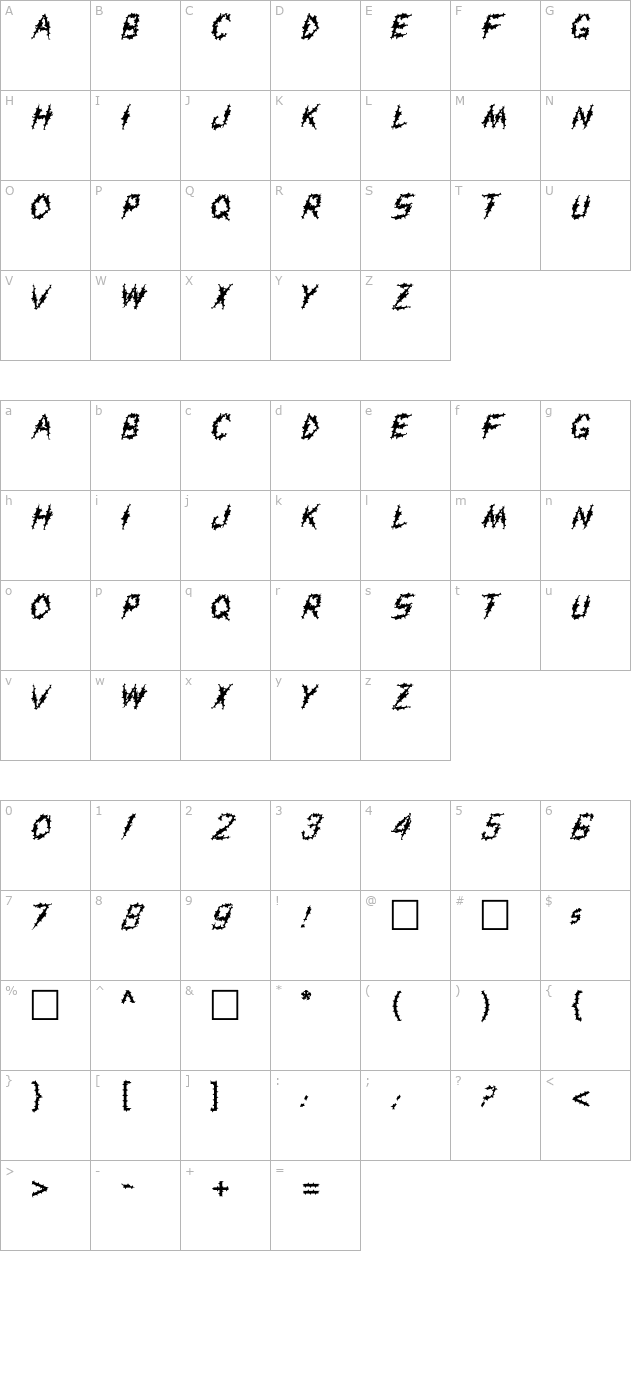 FZ UNIQUE 19 SPIKED character map