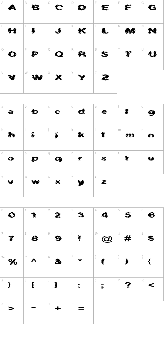 FZ UNIQUE 20 MANGLED EX character map