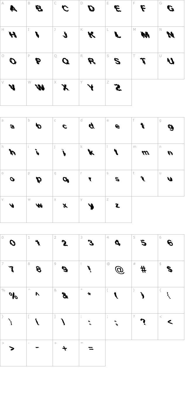 FZ UNIQUE 20 MANGLED LEFTY character map