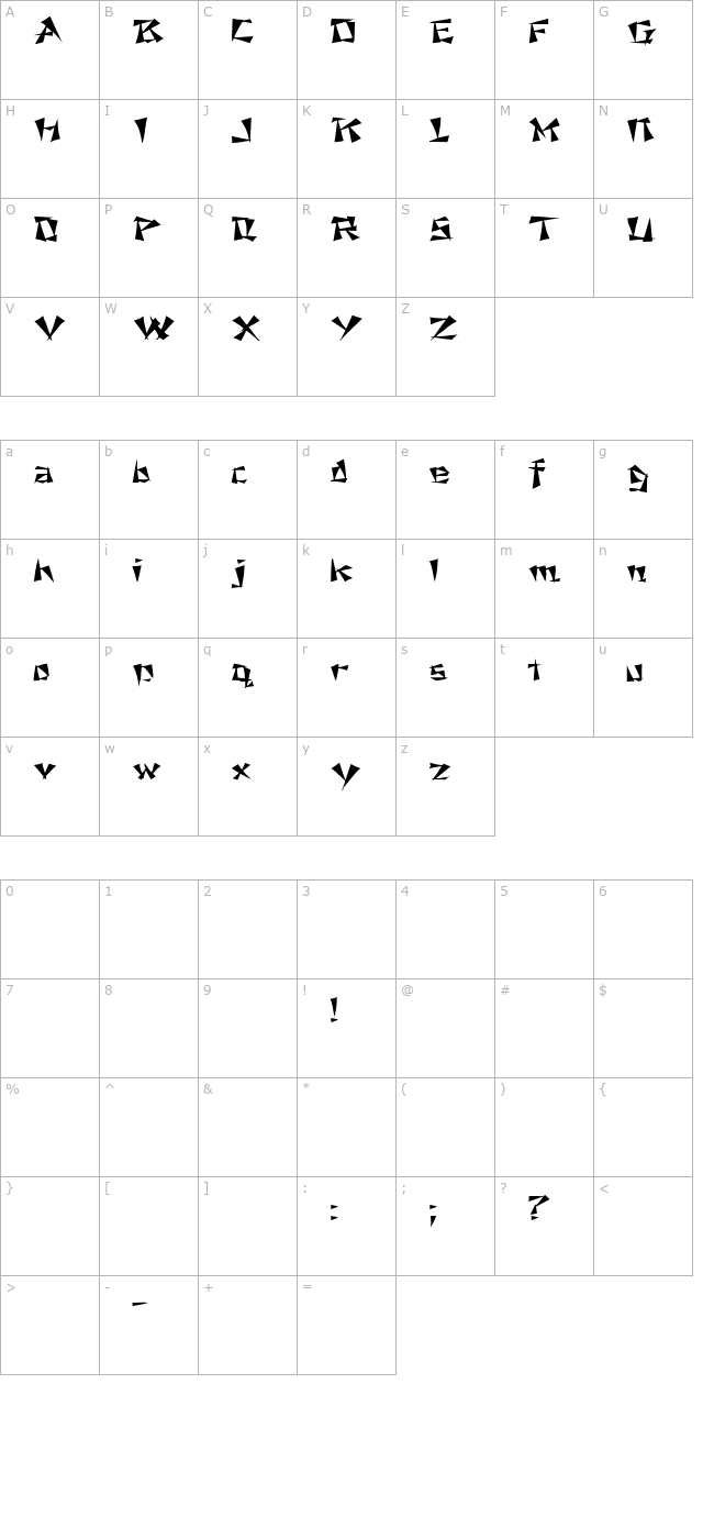 FZ UNIQUE 21 EX character map