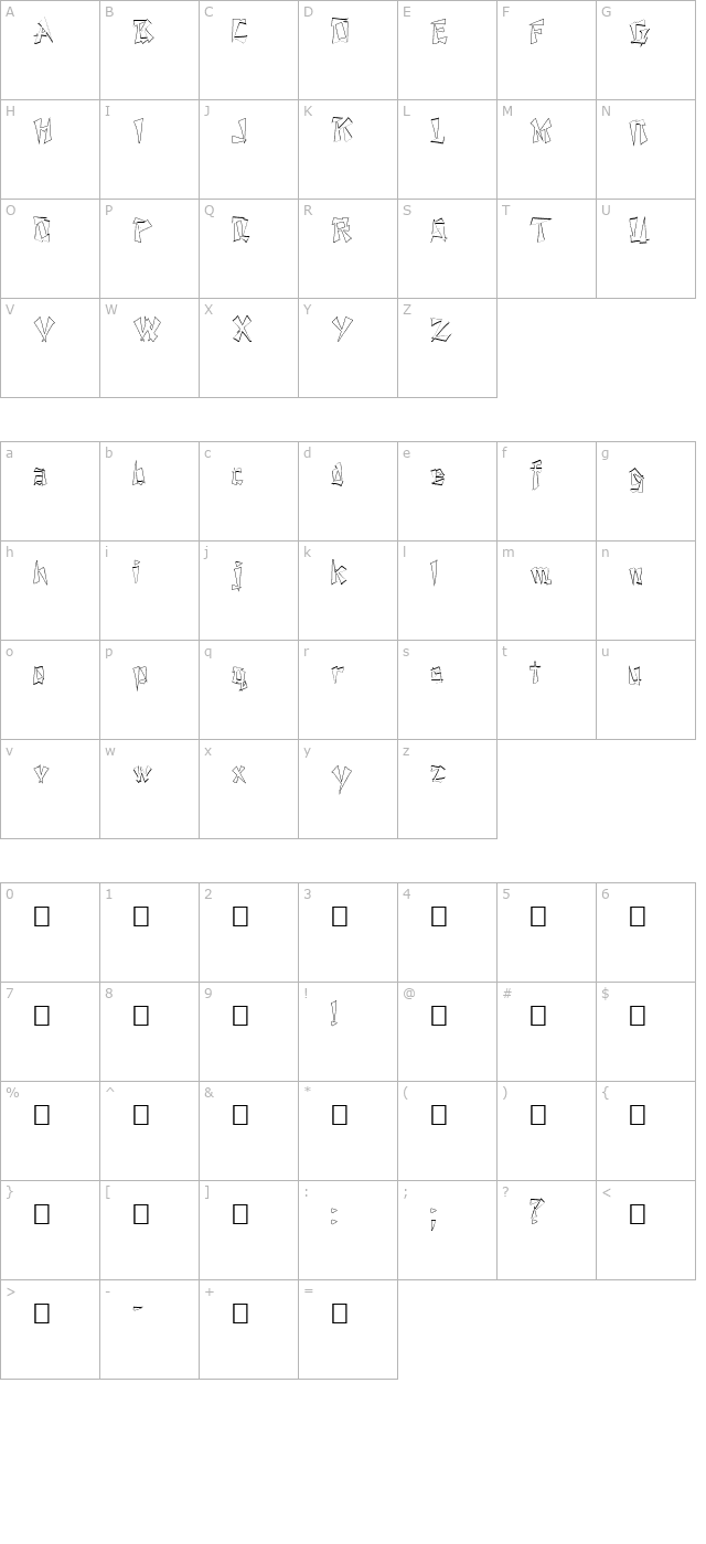 FZ UNIQUE 21 HOLLOW character map