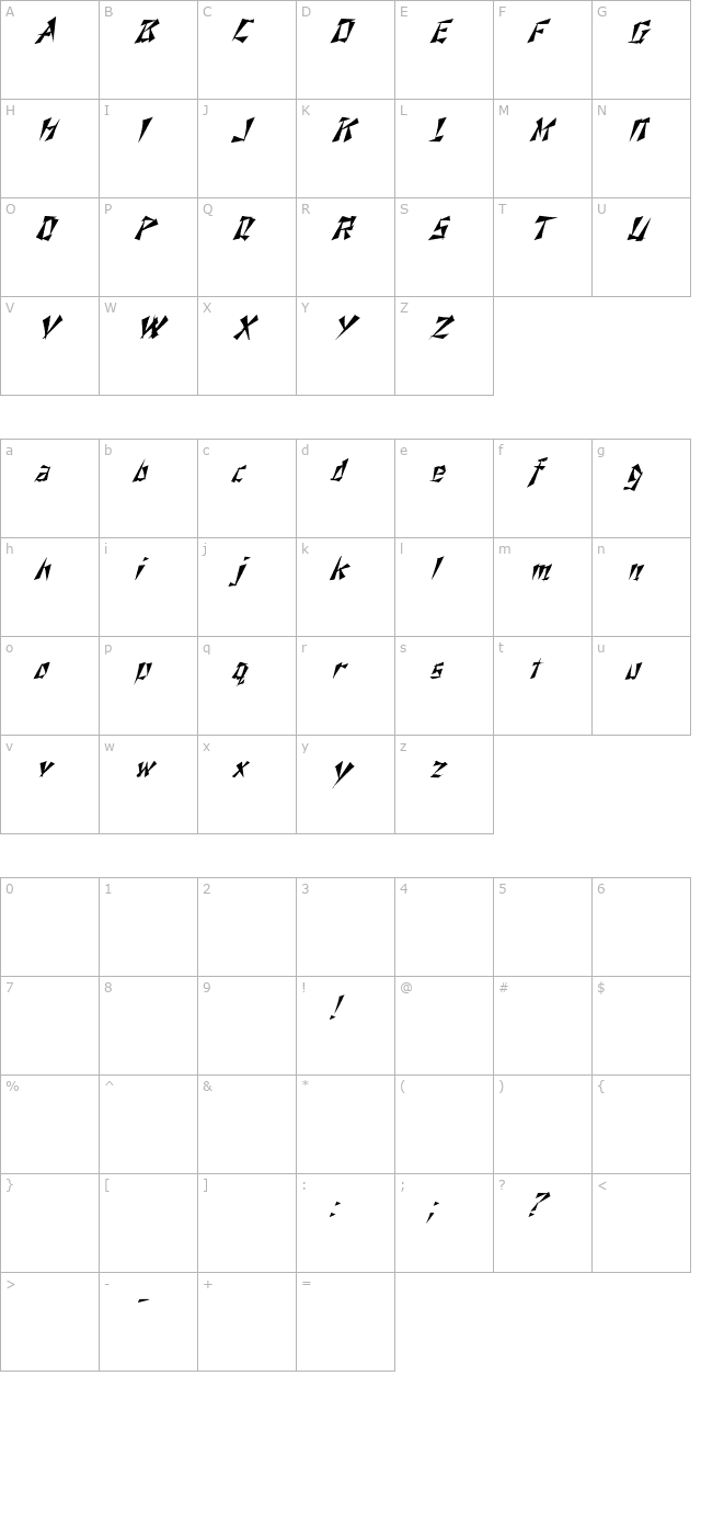 fz-unique-21-italic character map