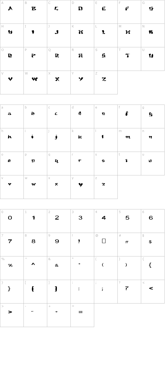 FZ UNIQUE 21 MANGLED EX character map