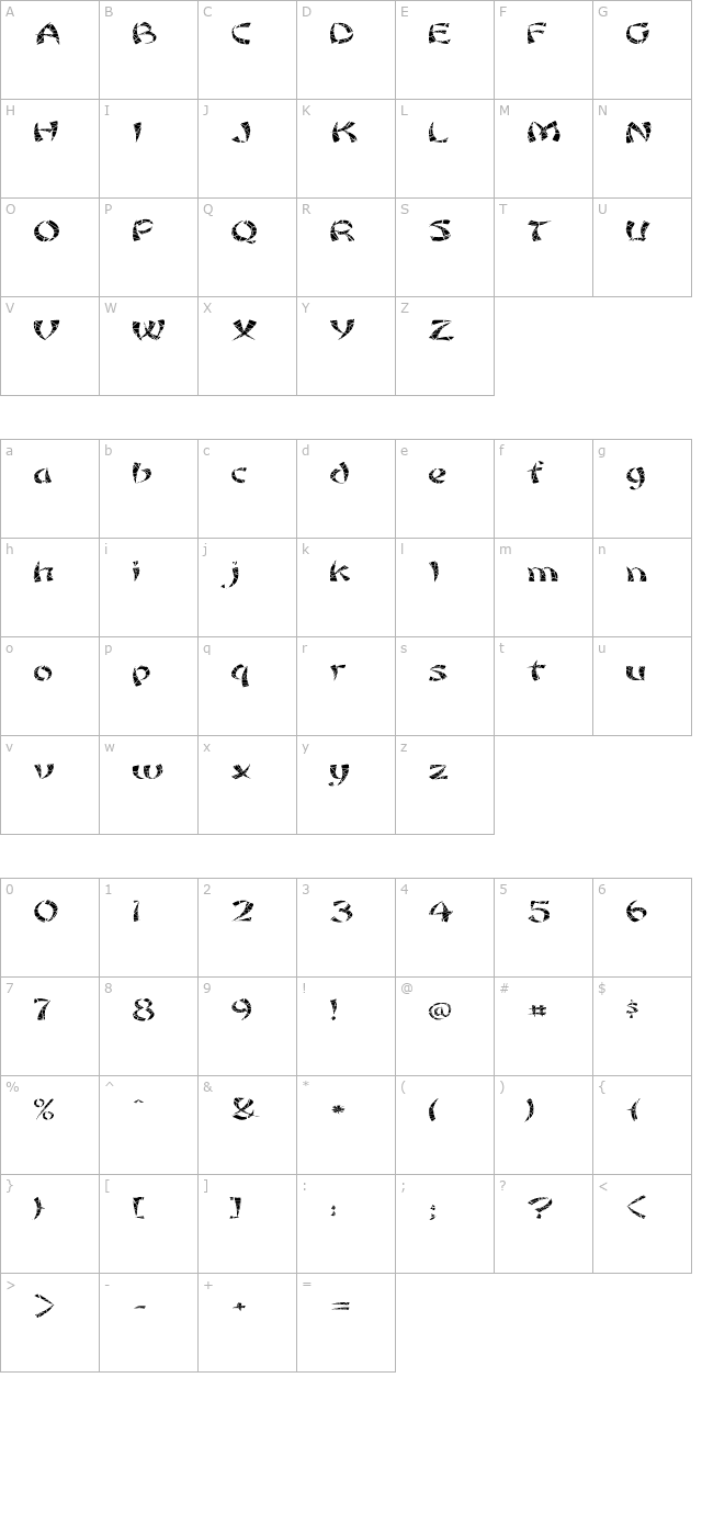 FZ UNIQUE 22 CRACKED EX character map