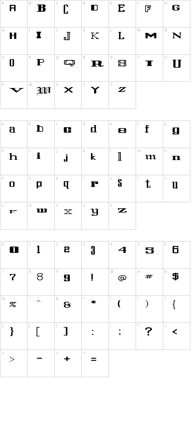 fz-unique-24-ex character map