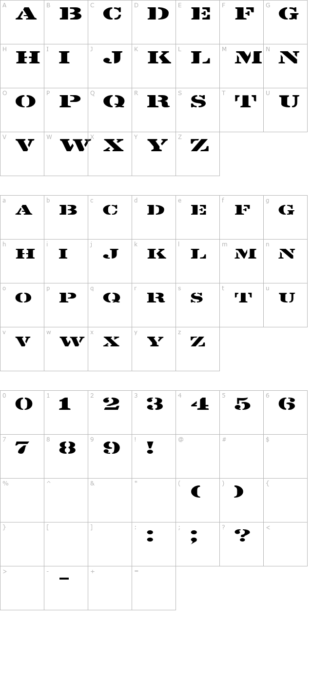 fz-unique-25-ex character map