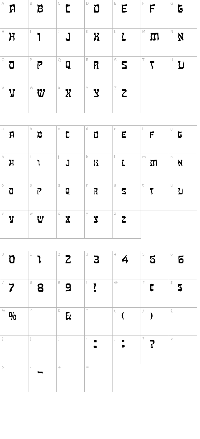 FZ UNIQUE 27 EX character map