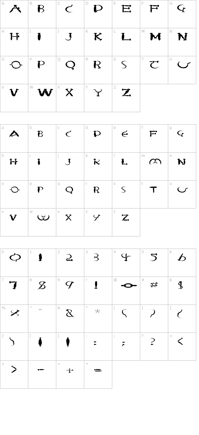 FZ UNIQUE 28 MANGLED EX character map