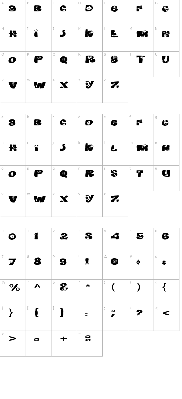 FZ UNIQUE 3 MANGLED EX character map