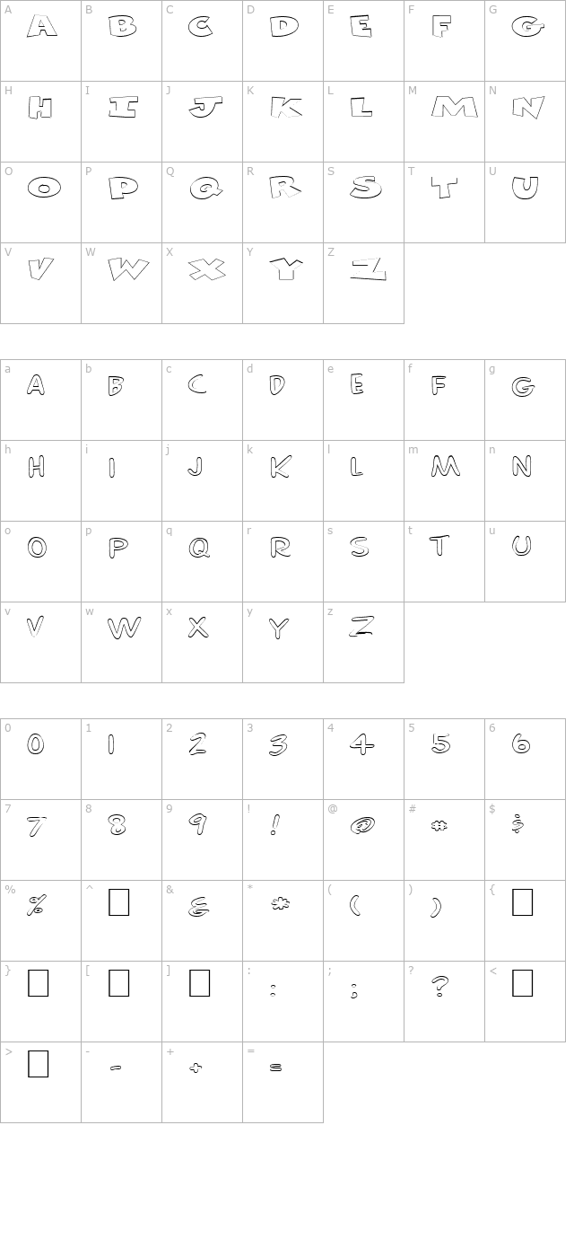 FZ UNIQUE 30 HOLLOW EX character map