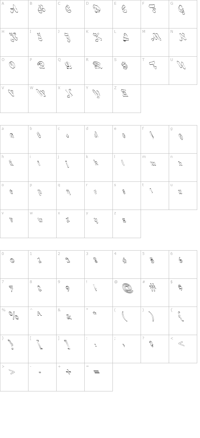 FZ UNIQUE 33 HOLLOW LEFTY character map