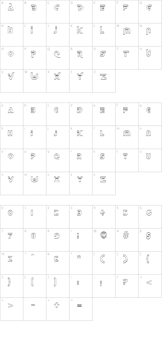 FZ UNIQUE 35 HOLLOW character map