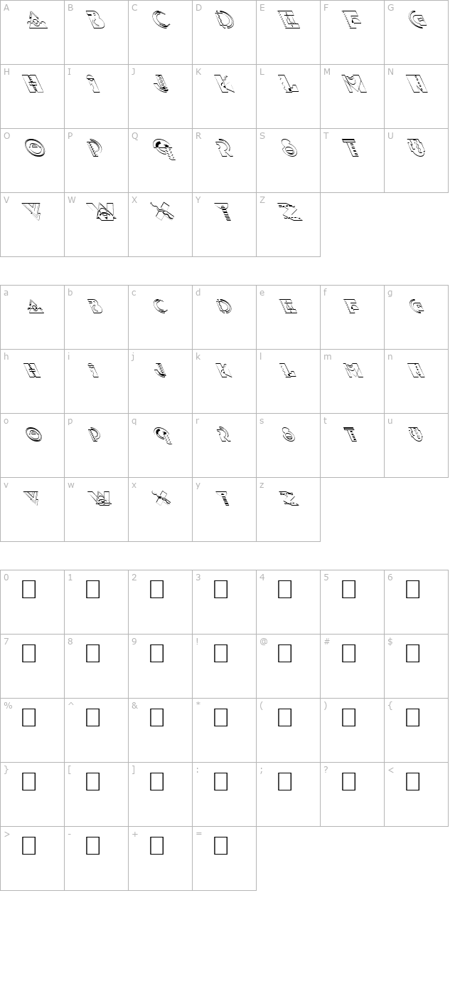 FZ UNIQUE 36 HOLLOW LEFTY character map