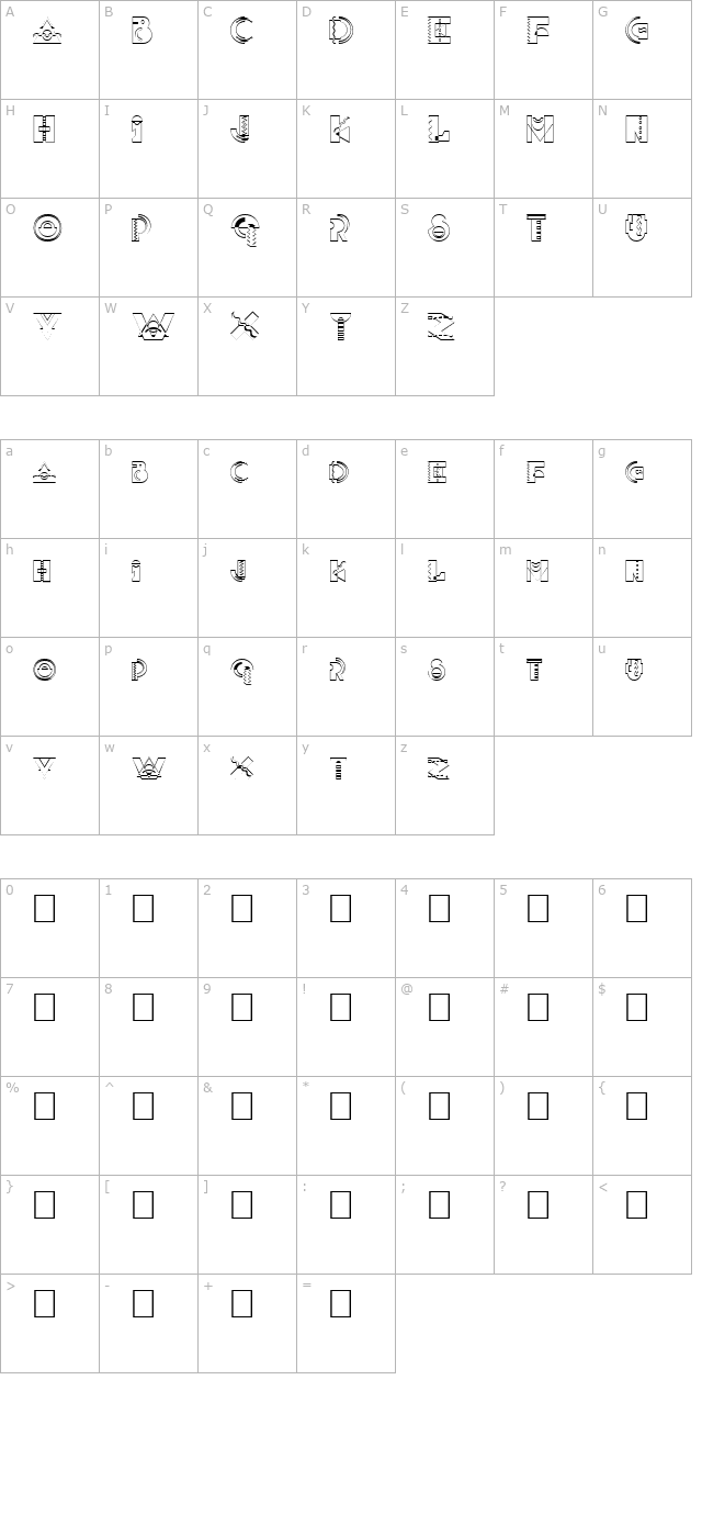 FZ UNIQUE 36 HOLLOW character map