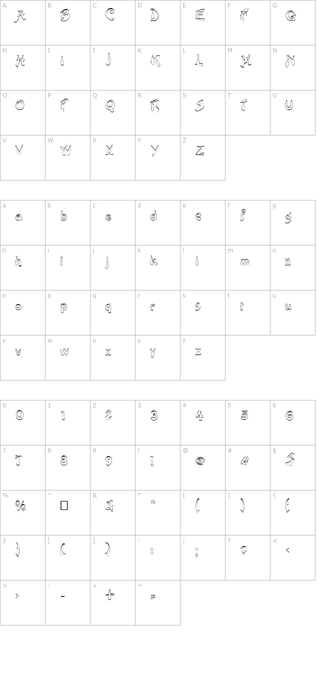 FZ UNIQUE 38 HOLLOW character map