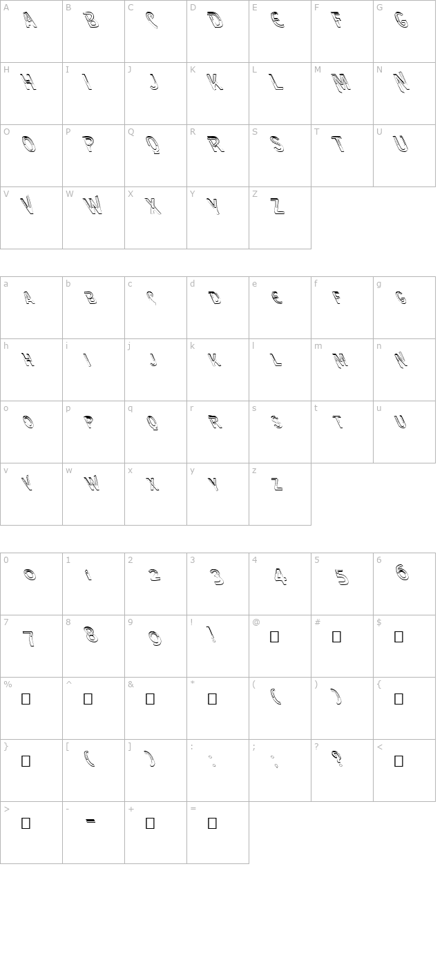 FZ UNIQUE 4 HOLLOW LEFTY character map