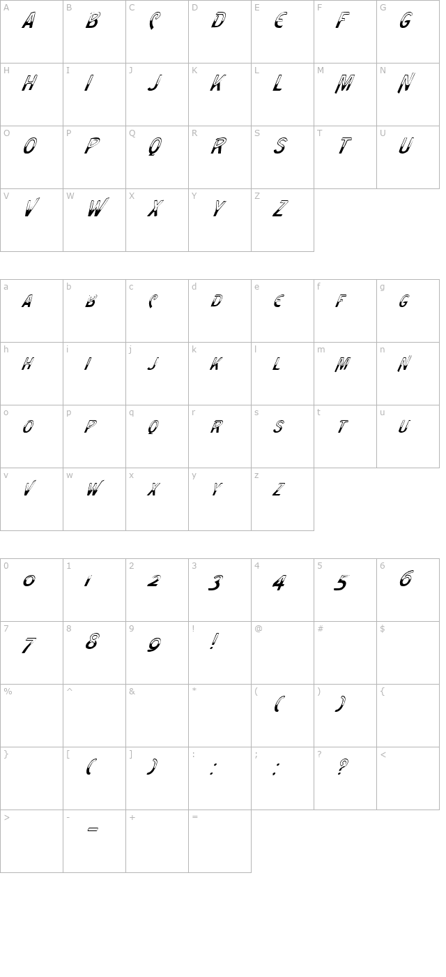 fz-unique-4-italic character map
