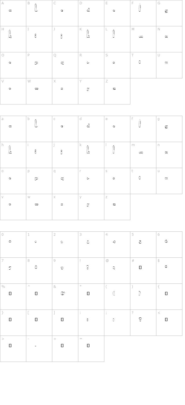 FZ UNIQUE 41 HOLLOW character map