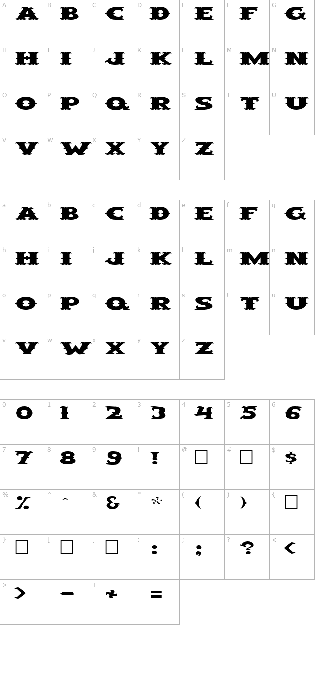 FZ UNIQUE 42 EX character map