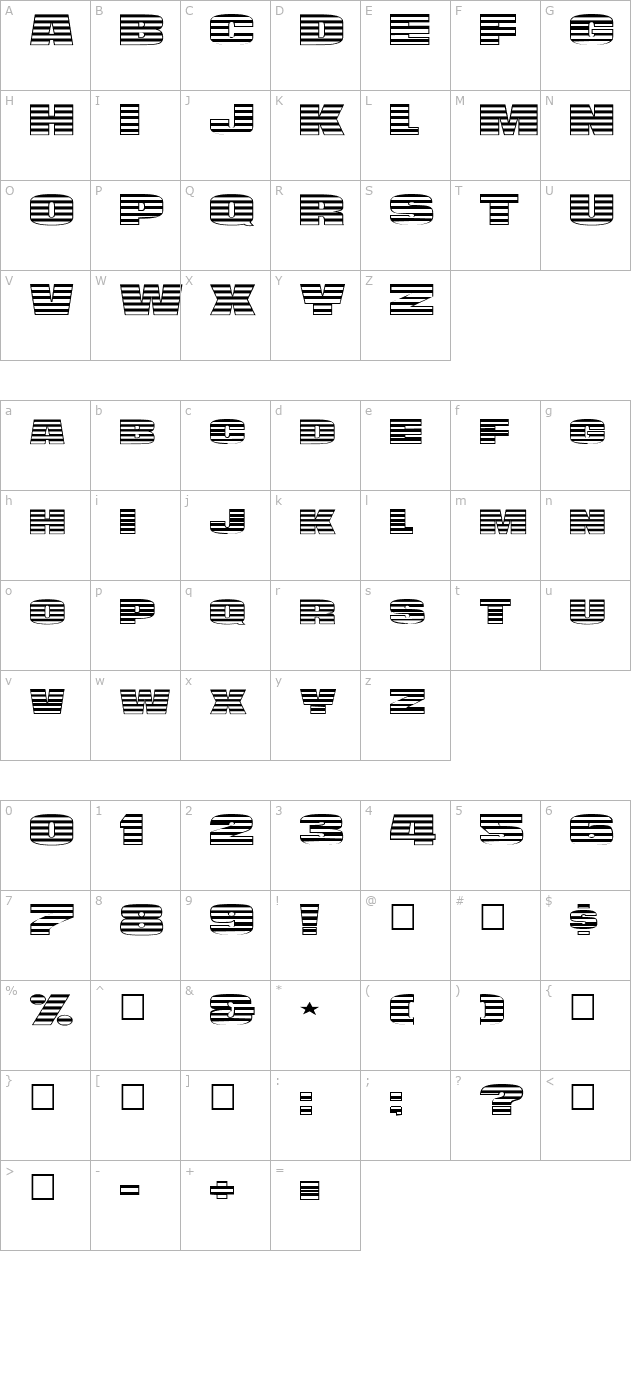 FZ UNIQUE 45 EX character map