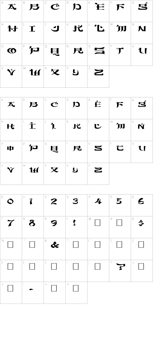 FZ UNIQUE 46 EX character map