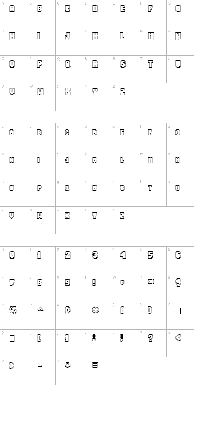 FZ UNIQUE 49 HOLLOW character map