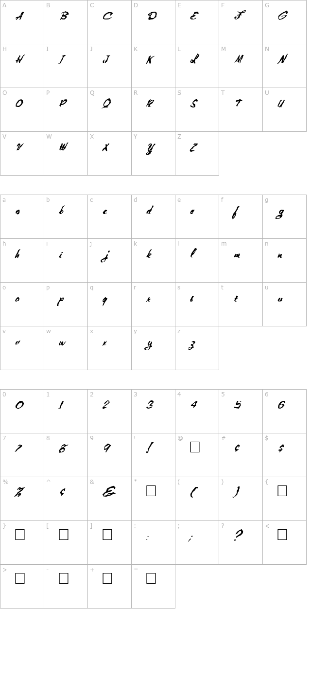 fz-wacky-1-italic character map