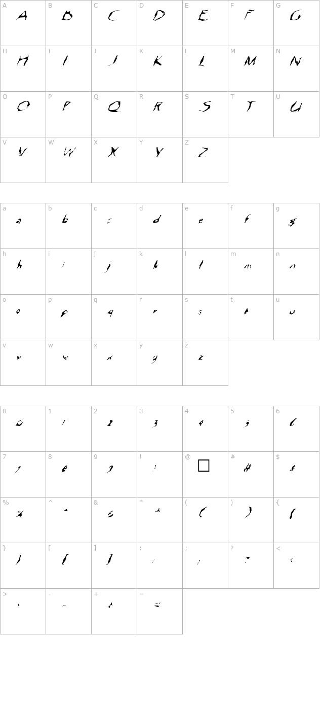 fz-wacky-12-italic character map