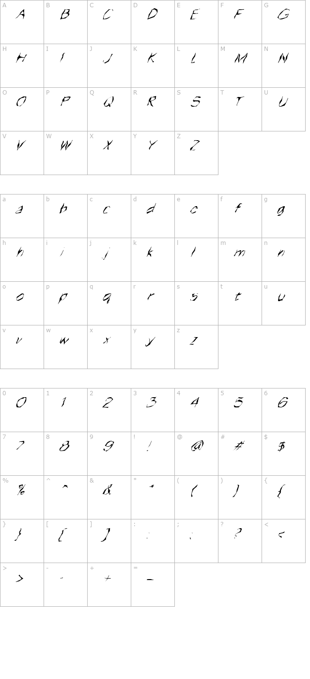 fz-wacky-14-italic character map