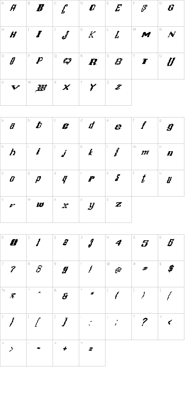 fz-wacky-16-italic character map